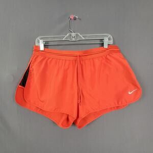 Nike Dri-Fit Running Shorts L Orange Lined Split Hem Sporty